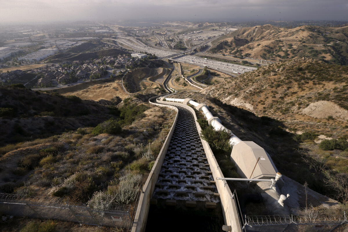 The Los Angeles Aqueduct Cascades are seen in Sylmar